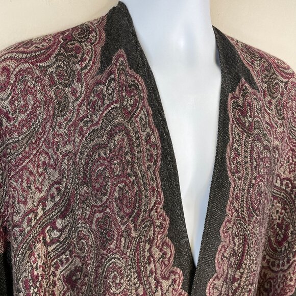 Womens Blanket Kimono Shawl Wrap Fringe Top NWT One Size Shimmer Tapestry Duster - Picture 12 of 13